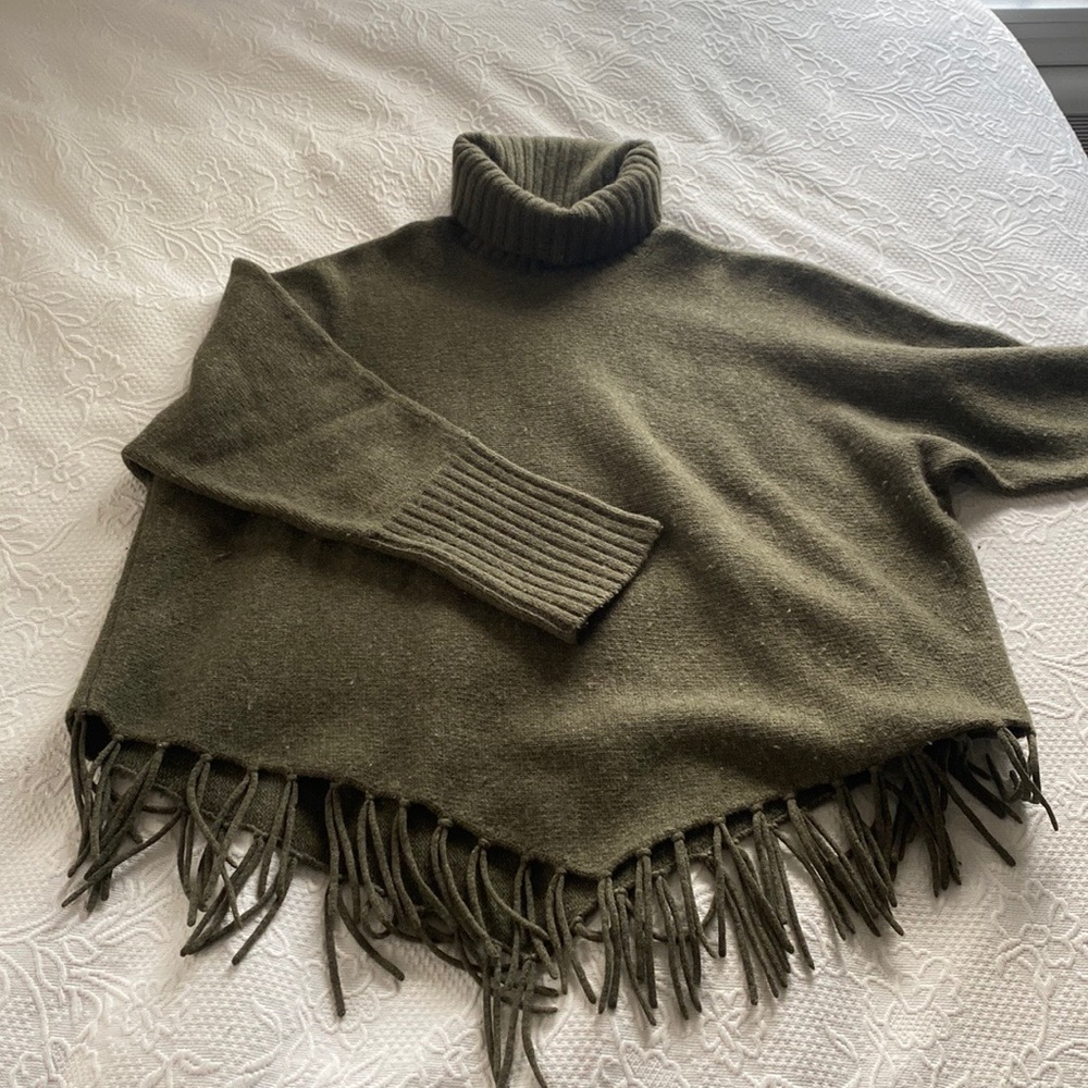 Alexandra Bartlett Lambs Wool Angora Women’s Turtleneck Poncho Sweater Size XL